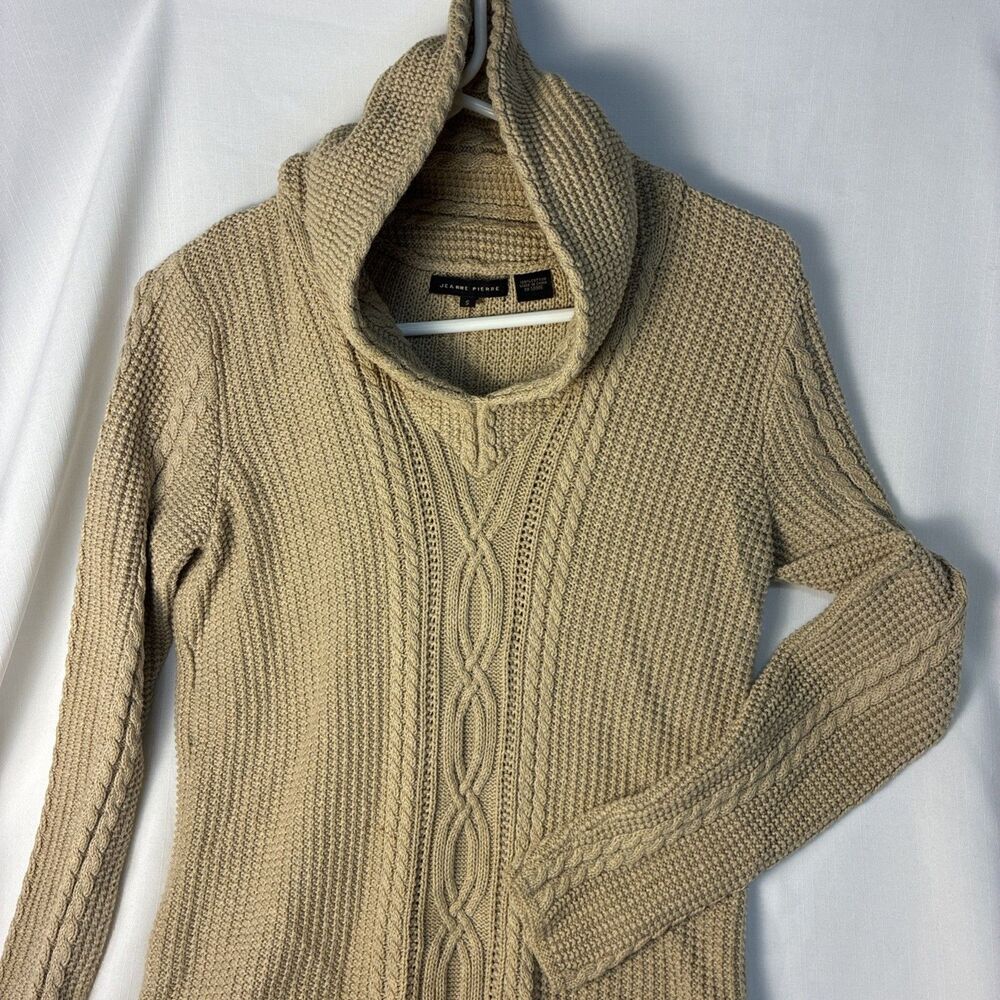 Jeanne Pierre Womens Pullover Long Sleeve Turtleneck Sweater Top TAN Size Small